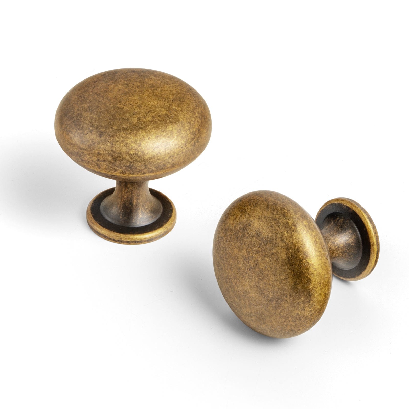 6 Pack Antique Brass Zinc Alloy Cabinet Knob with Back Plate Single Hole Center Cabinet Hardware for Bedroom Kitchen