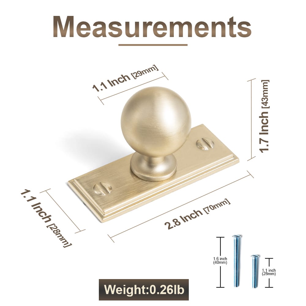 Round Ball Cabinet Knobs, Solid Zinc Alloy Drawer Knobs with Multiple Optional Backplates for Kitchen Furniture Hardware