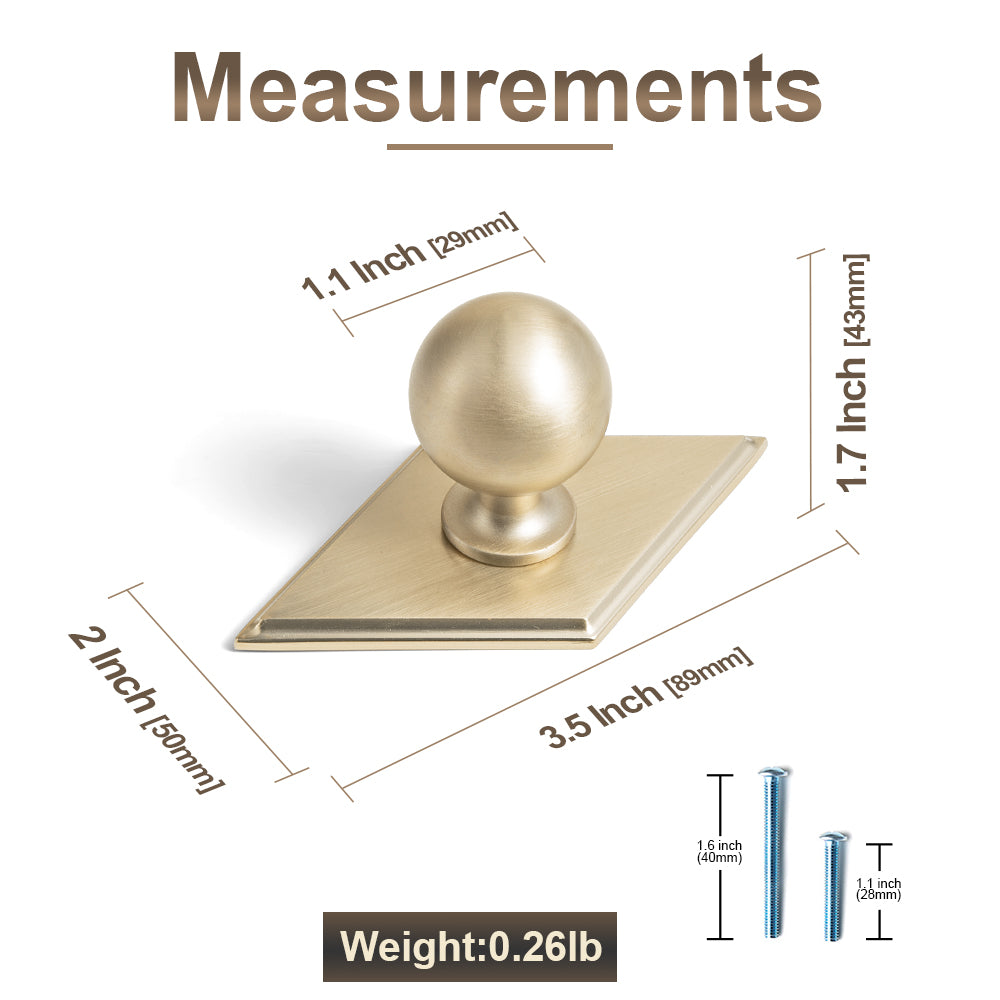 Round Ball Cabinet Knobs, Solid Zinc Alloy Drawer Knobs with Multiple Optional Backplates for Kitchen Furniture Hardware
