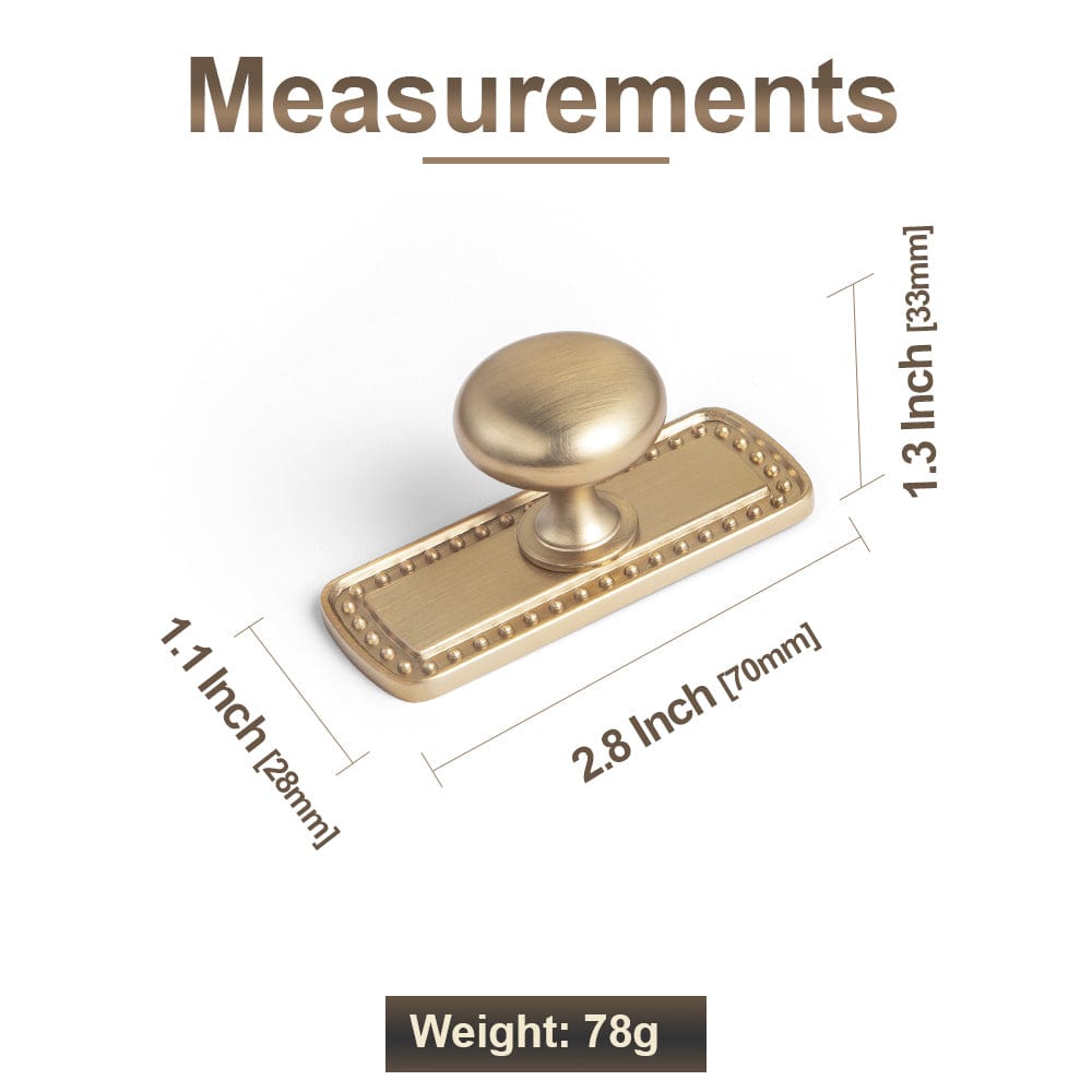 Antique Brass Zinc Alloy Cabinet Knob with Back Plate Single Hole Center Cabinet Hardware for Bedroom Kitchen