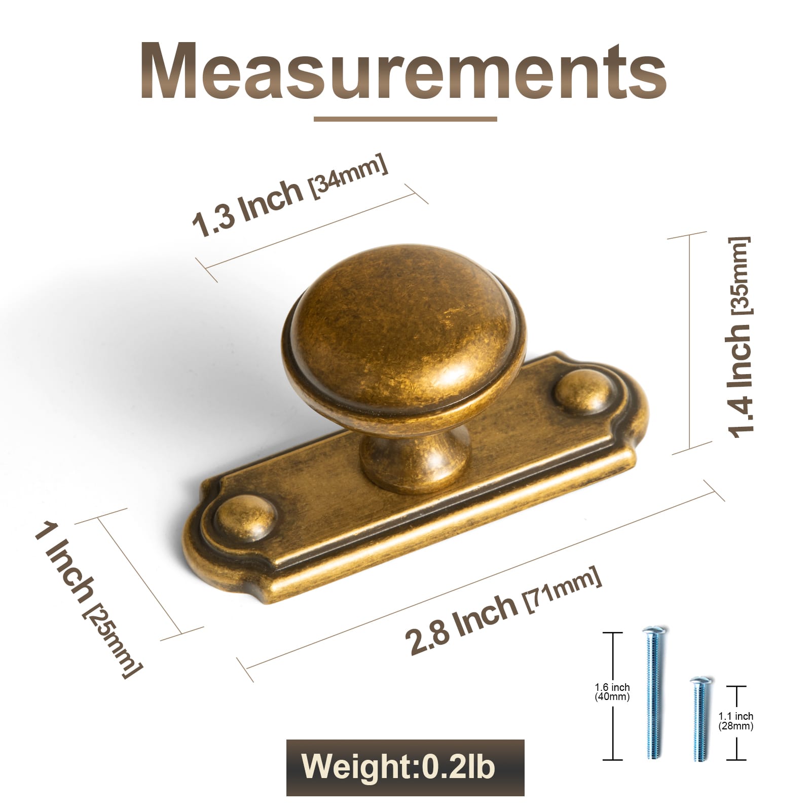 Classic Mushroom Cabinet Knob Zinc Alloy Round Cabinet Knob with Backplate for Kitchen Cabinet