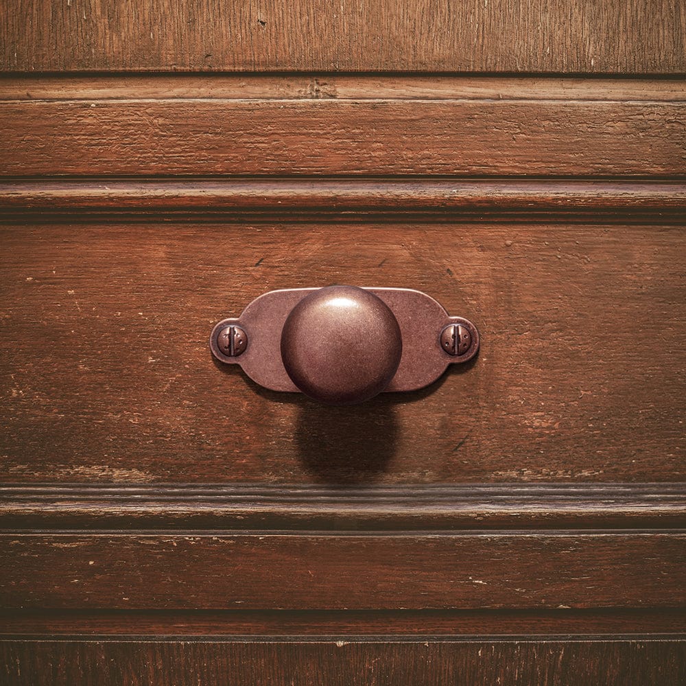 Antique Brass Zinc Alloy Cabinet Knob with Back Plate Single Hole Center Cabinet Hardware for Bedroom Kitchen