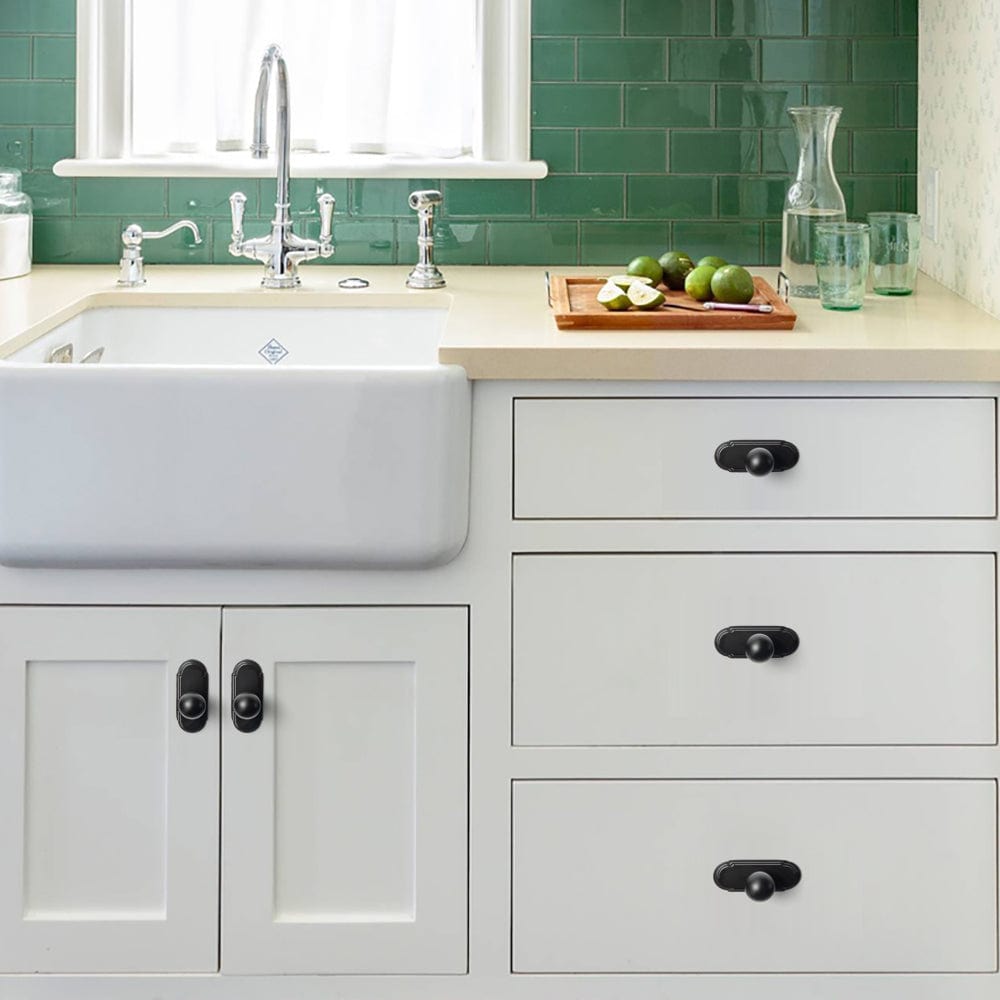 2 Pack Round Cabinet Knobs with Back Plate Zinc Alloy Cabinet Handle with Long Back Plate