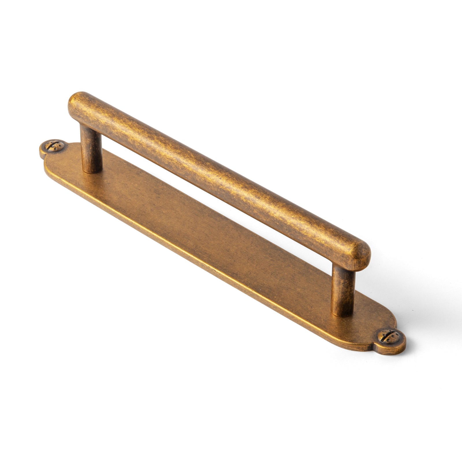 2 Pack Luxury Bar Cabinet Handles with Assorted Base Backplates, Vintage Brass Zinc Alloy Drawer Pull Hardware for Cabinet Renovation