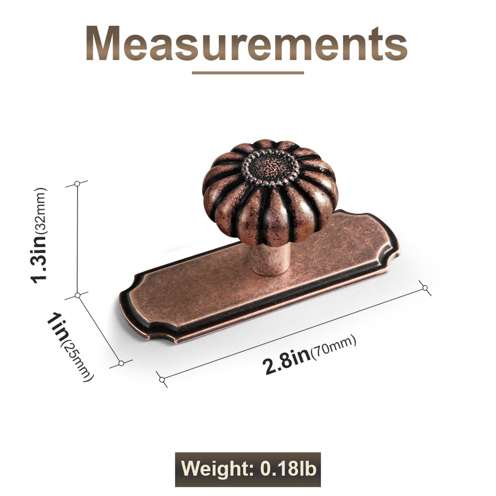 Pumpkin Shape Vintage Cabinet Knobs 1.25 Inch Diameter Drawer Knobs