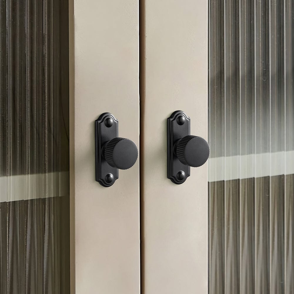 2 Pack Striped Cabinet Pull Retro Brass Cabinet Handles Knobs with Back Plate