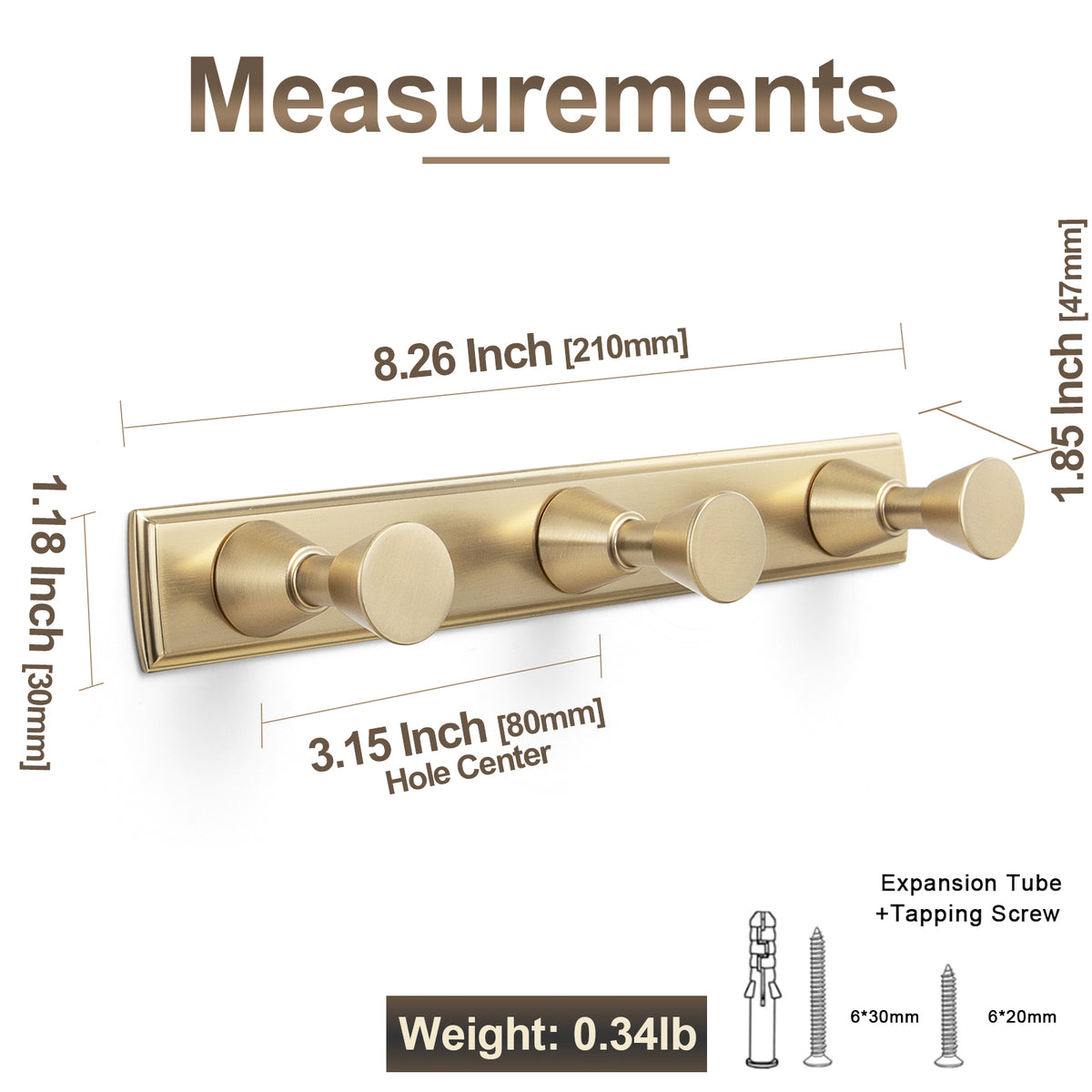 Wall Mount Hook Rail, Zinc Alloy Backplate with Aluminum Hooks for Entryway & Bathroom Organization