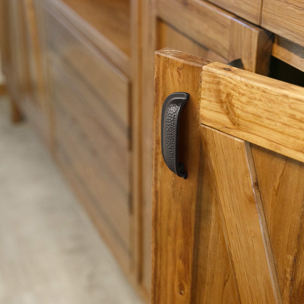 Hammered Texture Cabinet Cup Pulls with Curved Edges Elegant Vintage Drawer Bin Handle for Kitchen