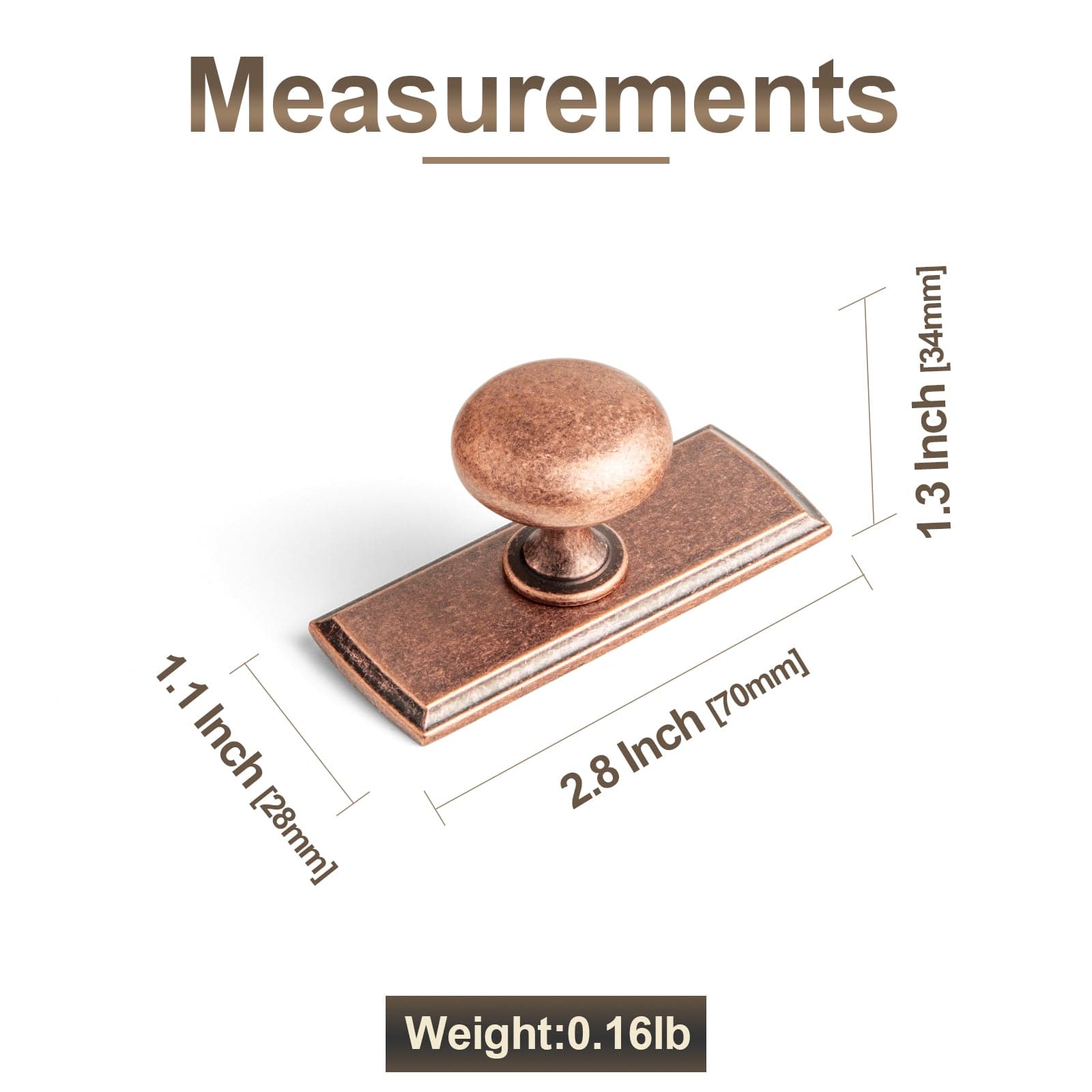 Antique Brass Zinc Alloy Cabinet Knob with Back Plate Single Hole Center Cabinet Hardware for Bedroom Kitchen