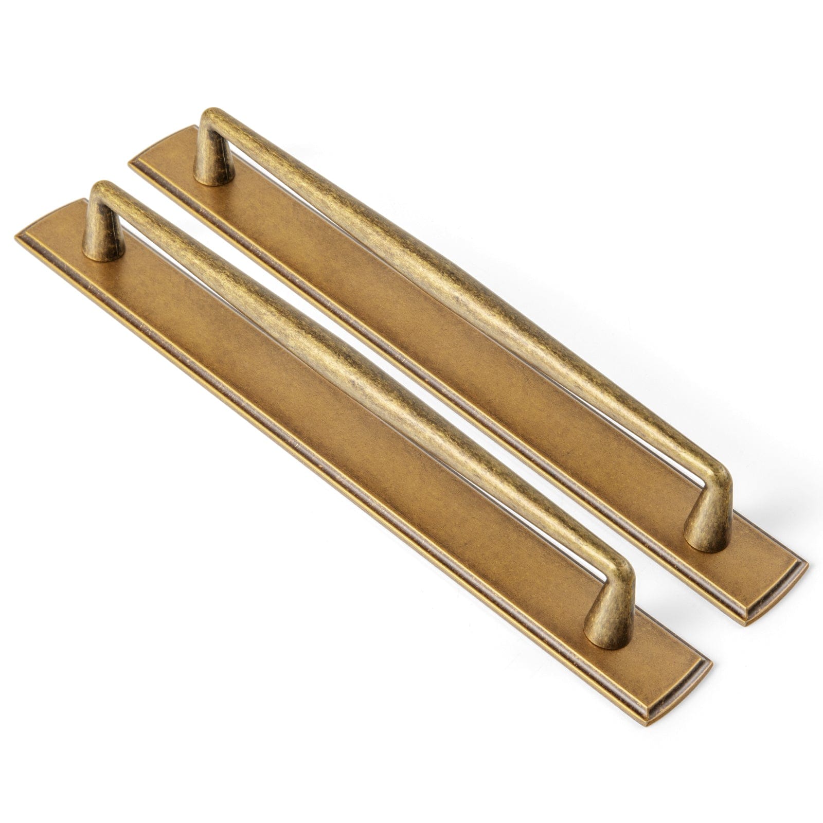 2 Pack Vintage Zinc Alloy Cabinet Pulls with Back Plate - Furniture Handles for Kitchen Cupboards