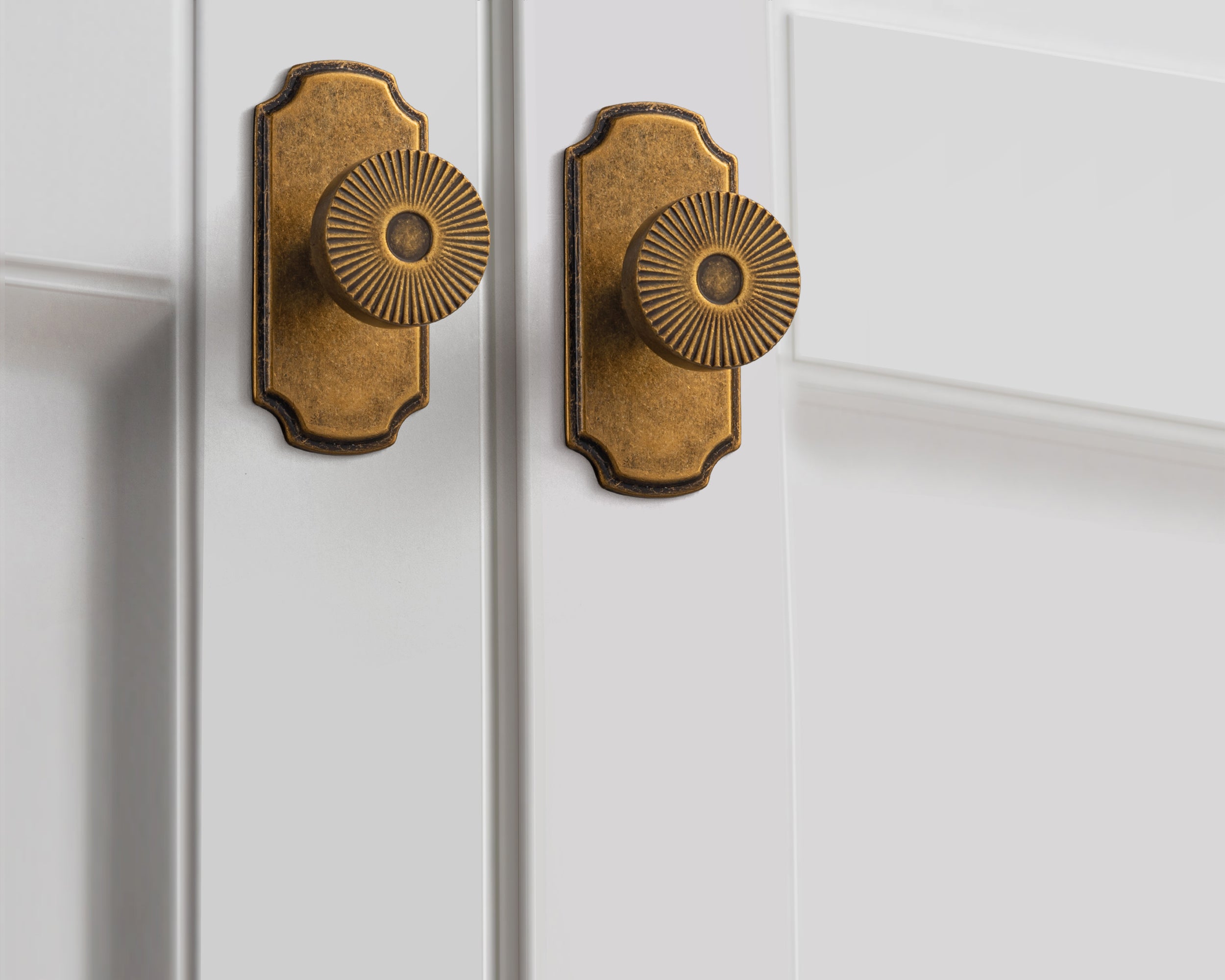 Retro Radiating Pattern Cabinet Knob with Ornate Backplate, Solid Zinc Alloy Drawer Knob for Classic Cabinet Renovation