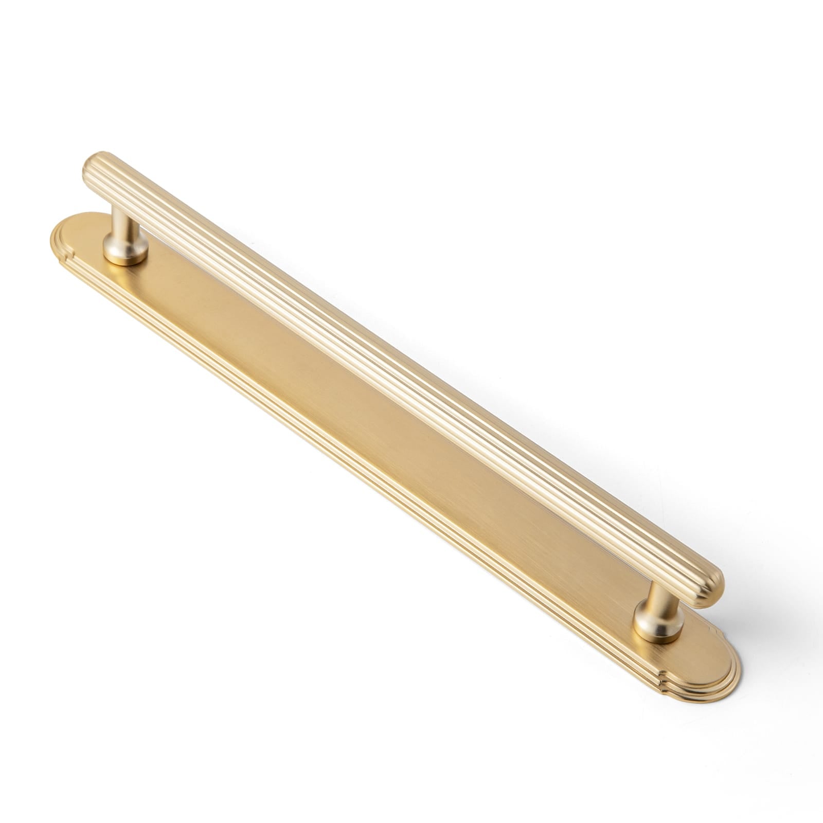 2 Pack Ribbed Fluted Cabinet Pull Handle with Backplate, Vintage Zinc Alloy Drawer Bar Pull