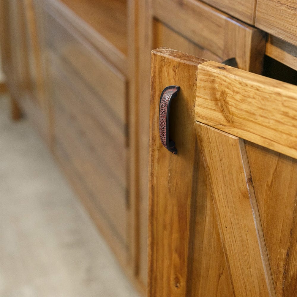 Hammered Texture Cabinet Cup Pulls with Curved Edges Elegant Vintage Drawer Bin Handle for Kitchen