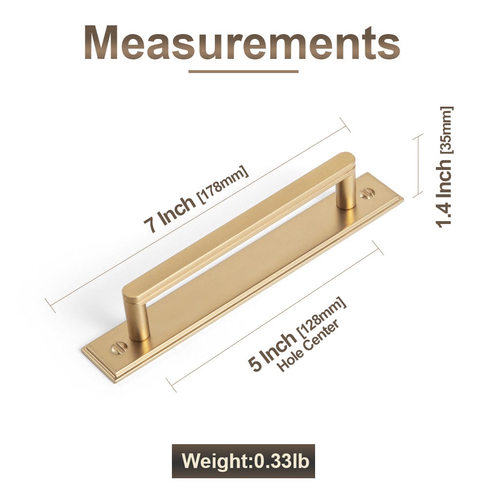 2 Pack Cabinet Handles with Back Plate Vintage Kitchen Drawer Pulls with Subtle Curves