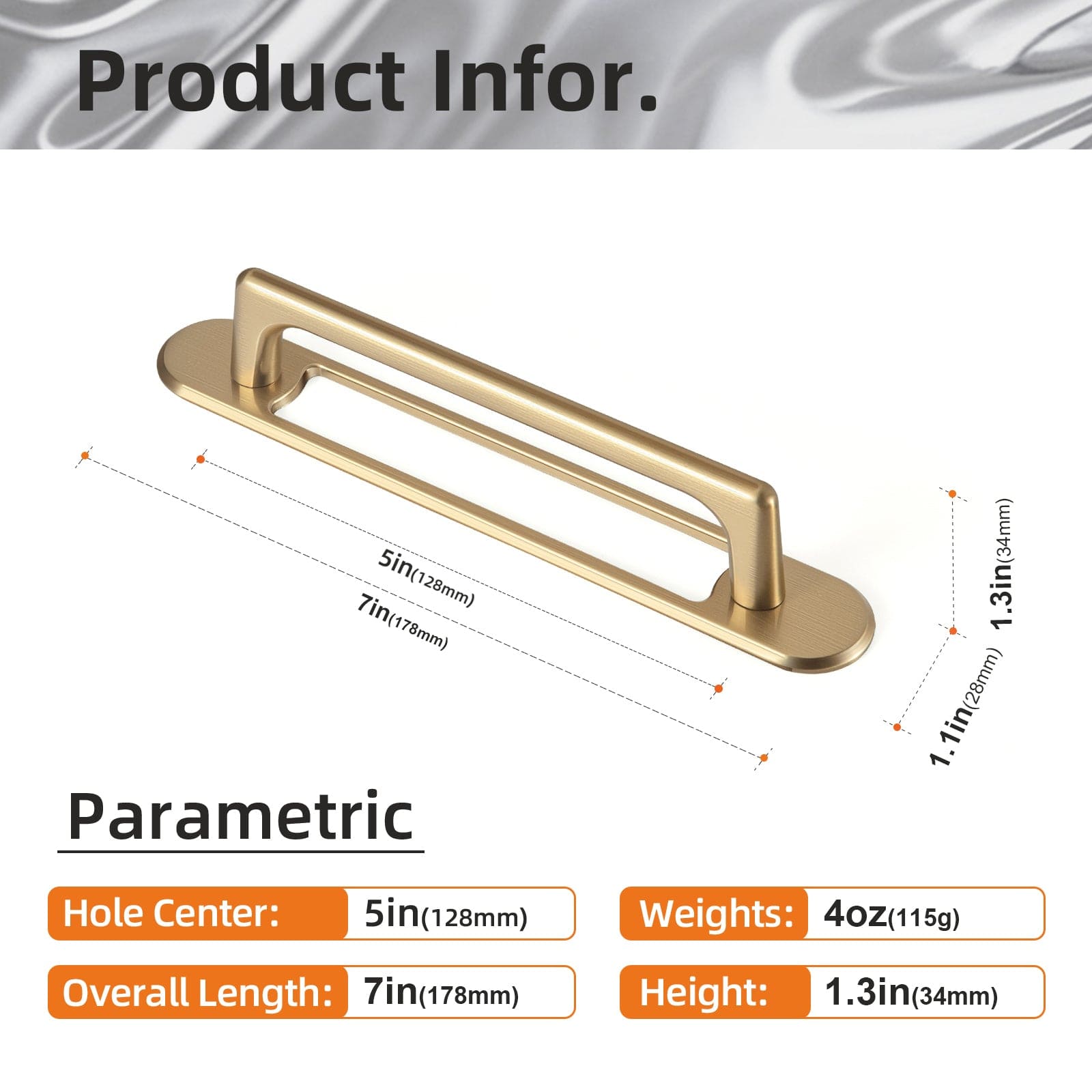 2 Pack Classic Cabinet Bar Pulls with Back Plate Zinc Alloy Cabinet Handle with Long Back Plate