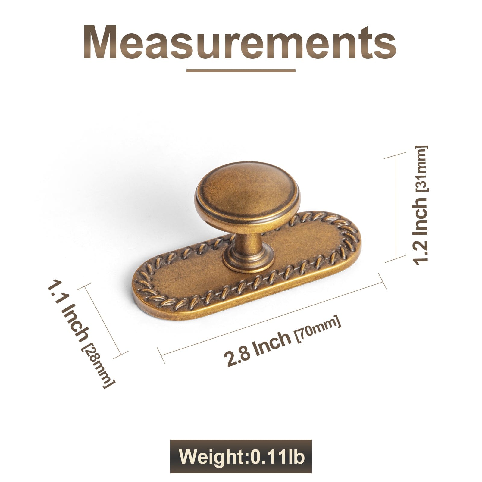 Vintage Retro Bronze Drawer Knob Kitchen Hardware Single Hole Cabinet Knobs with Back Plate