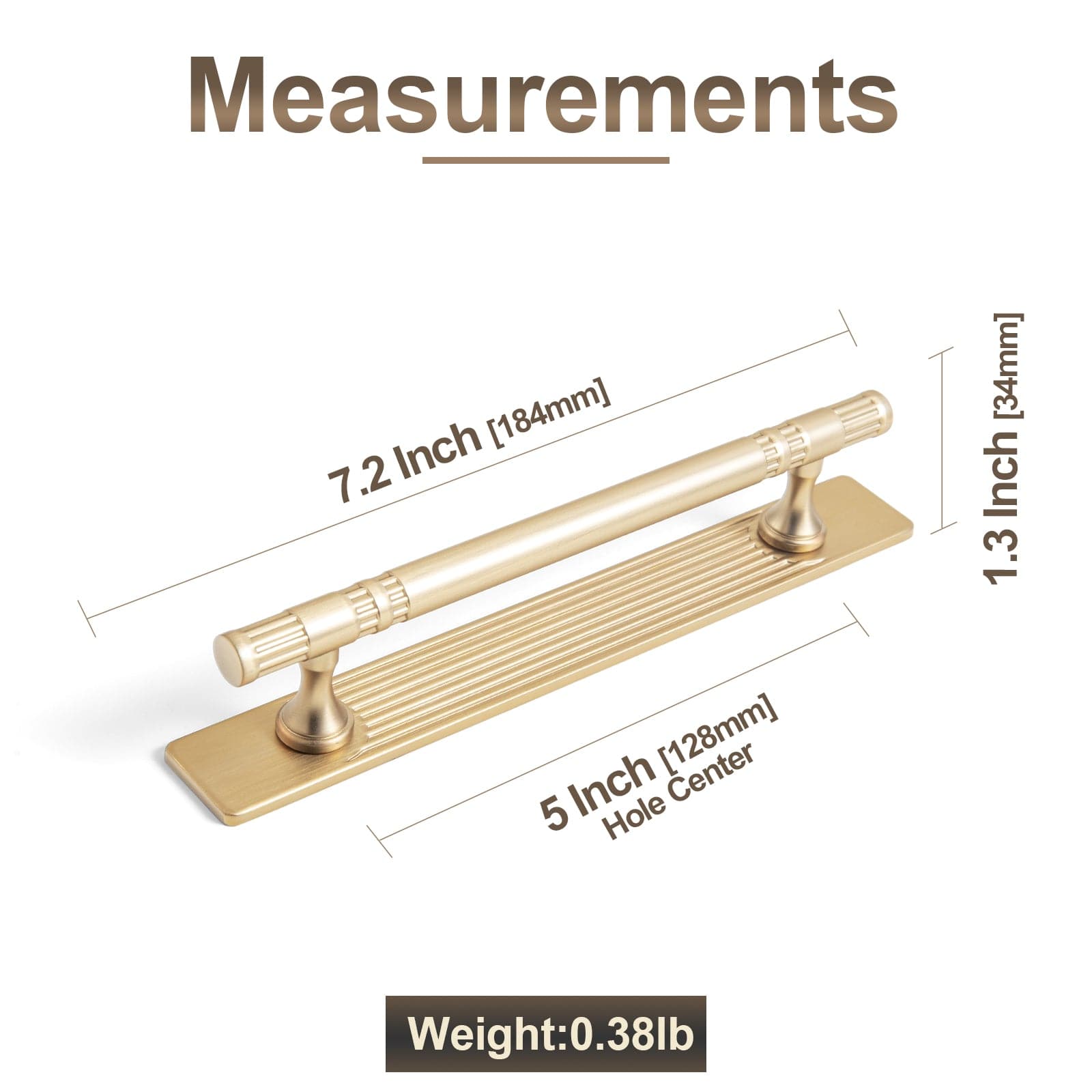 2 Pack Elegant Linear Shape Cabinet Handles Zinc Alloy Drawer Pulls with Back Plate