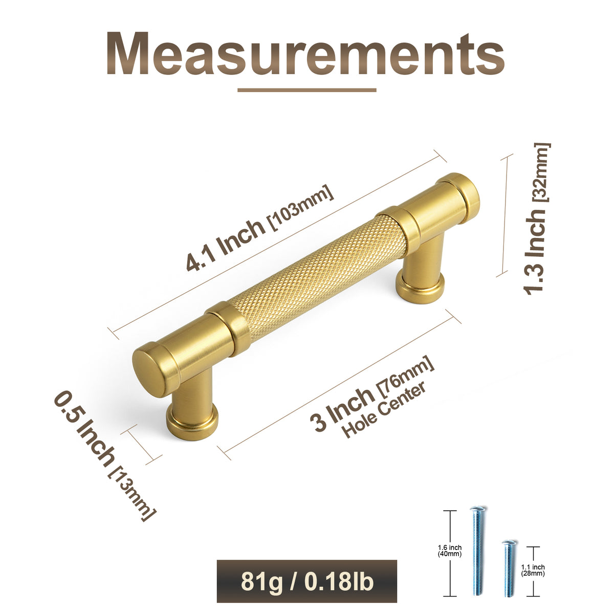 Knurled Metal Alloy Vintage Bronze Bar Pull Kitchen Hardware