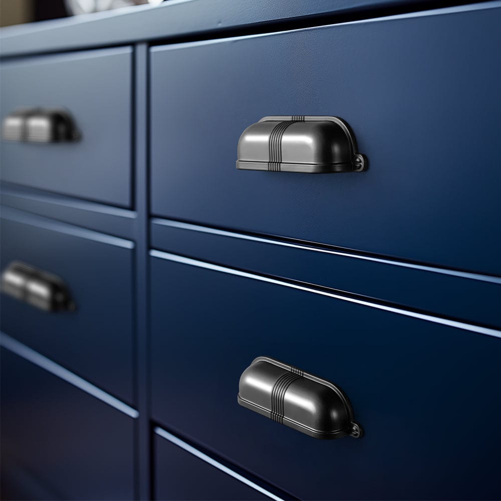 Elegant Vintage Cup Pulls with Textured Strap Design for Kitchen & Furniture