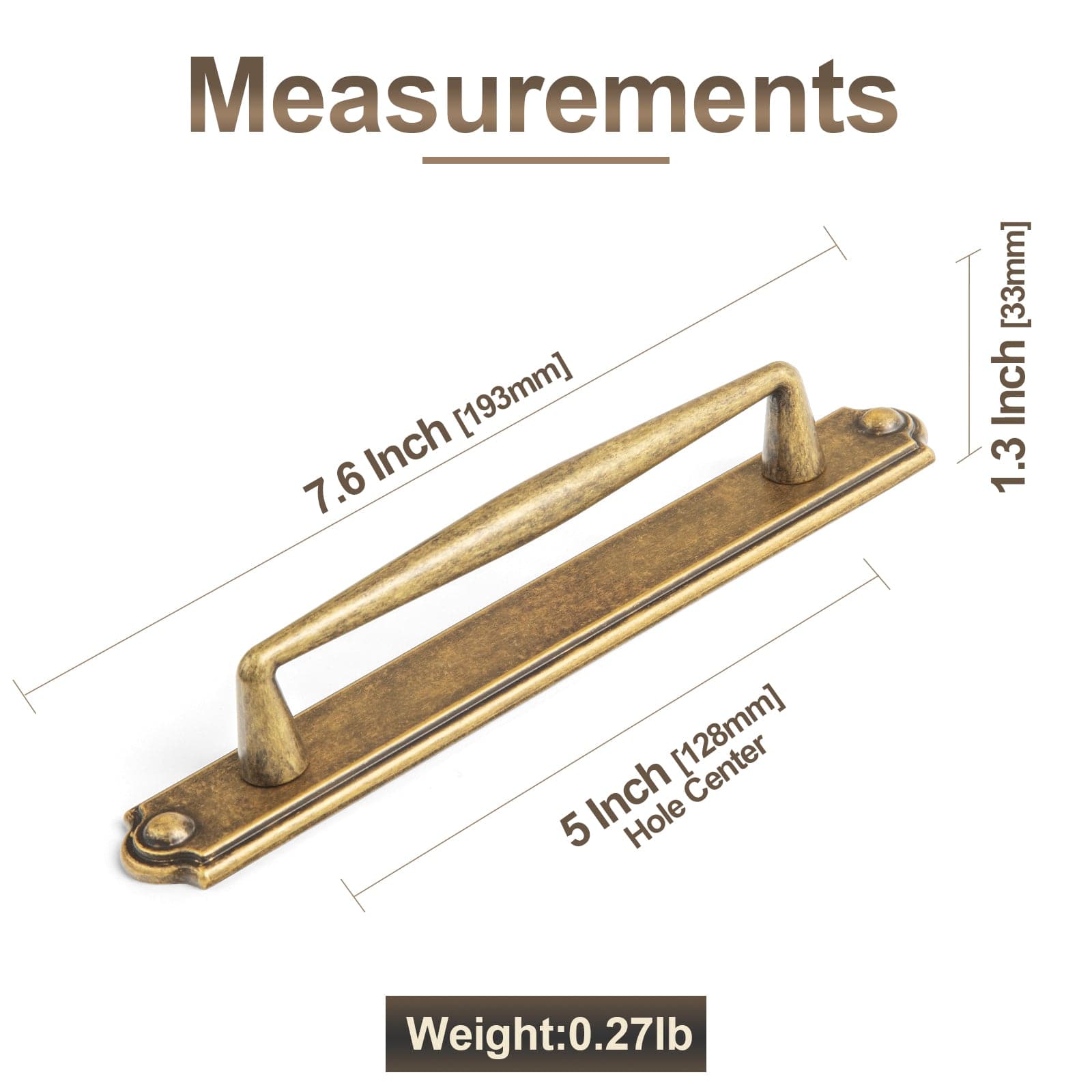 2 Pack Vintage Zinc Alloy Cabinet Pulls with Back Plate - Furniture Handles for Kitchen Cupboards
