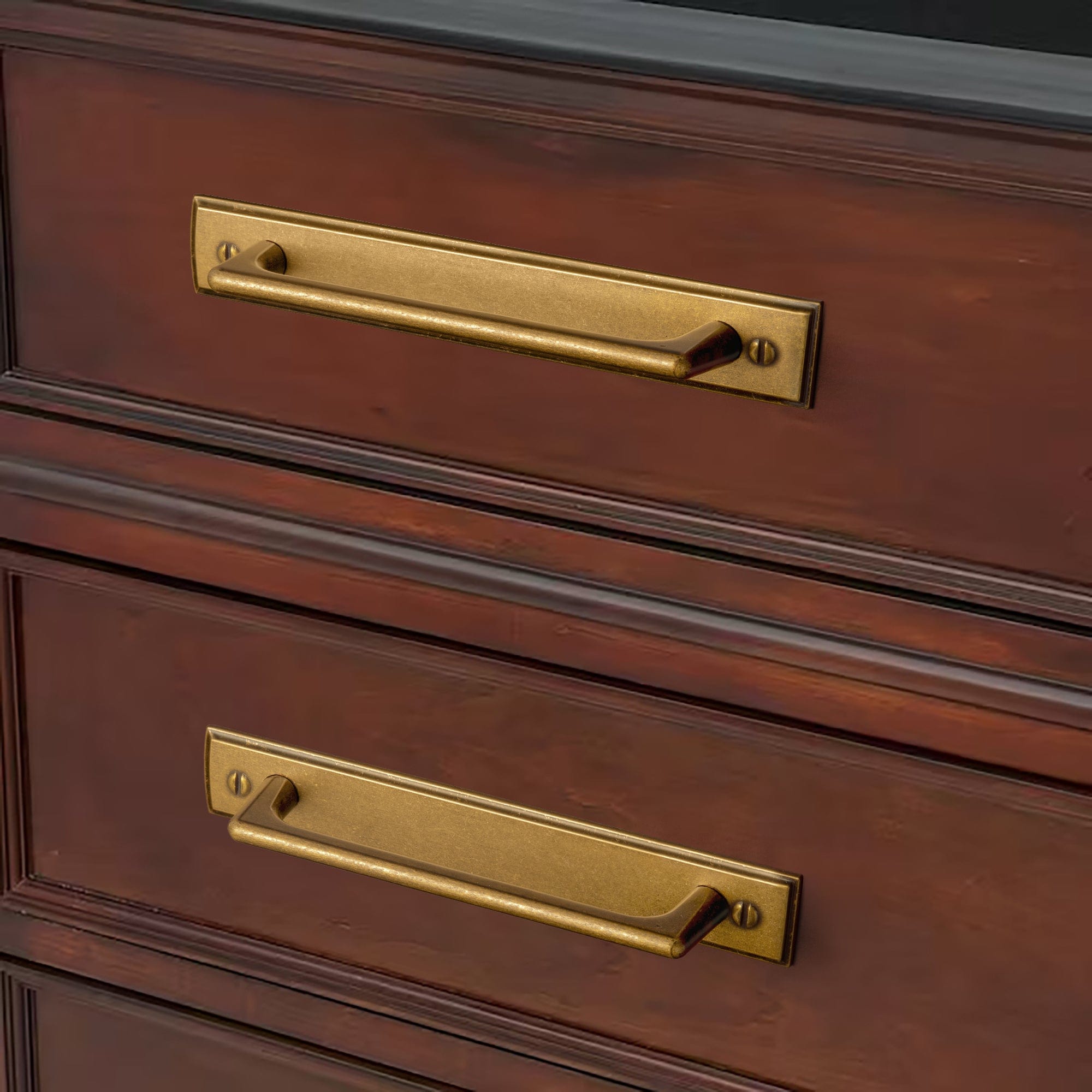2 Pack Classic Cabinet Bar Pulls with Back Plate Zinc Alloy Cabinet Handle with Long Back Plate