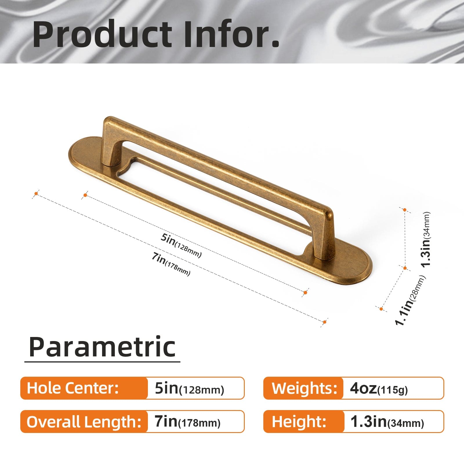 2 Pack Classic Cabinet Bar Pulls with Back Plate Zinc Alloy Cabinet Handle with Long Back Plate