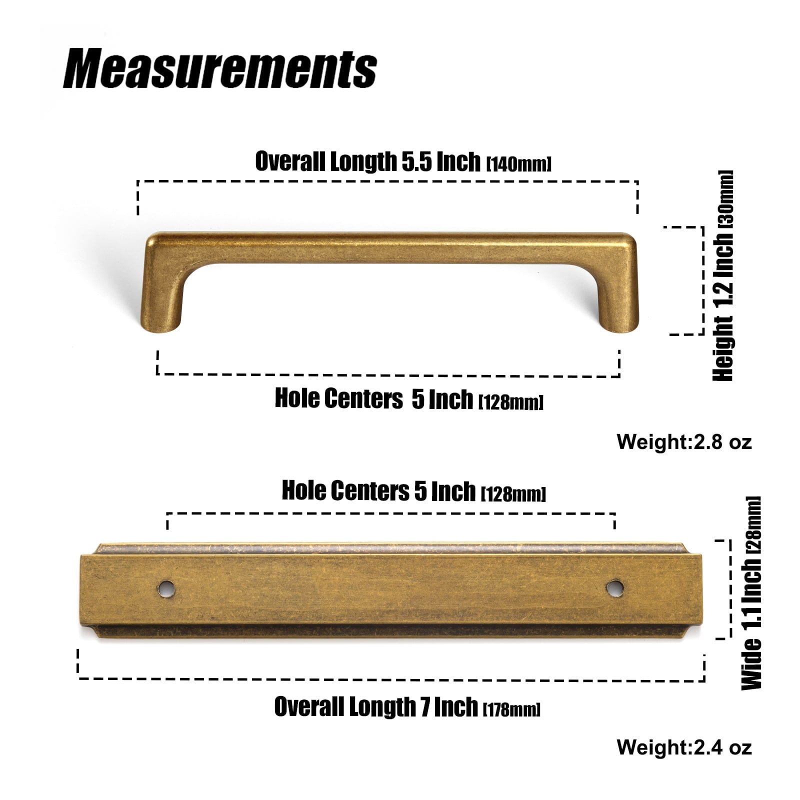 2 Pack Classic Cabinet Bar Pulls with Back Plate Zinc Alloy Cabinet Handle with Long Back Plate