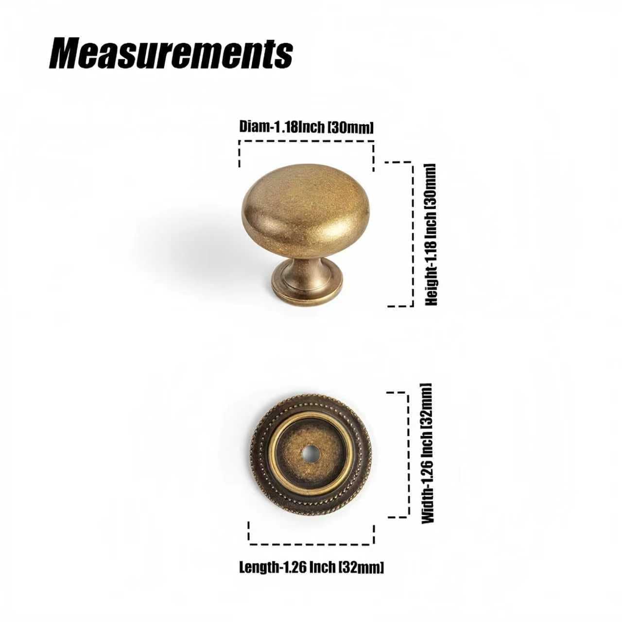 Antique Brass Zinc Alloy Cabinet Knob with Back Plate Single Hole Center Cabinet Hardware for Bedroom Kitchen