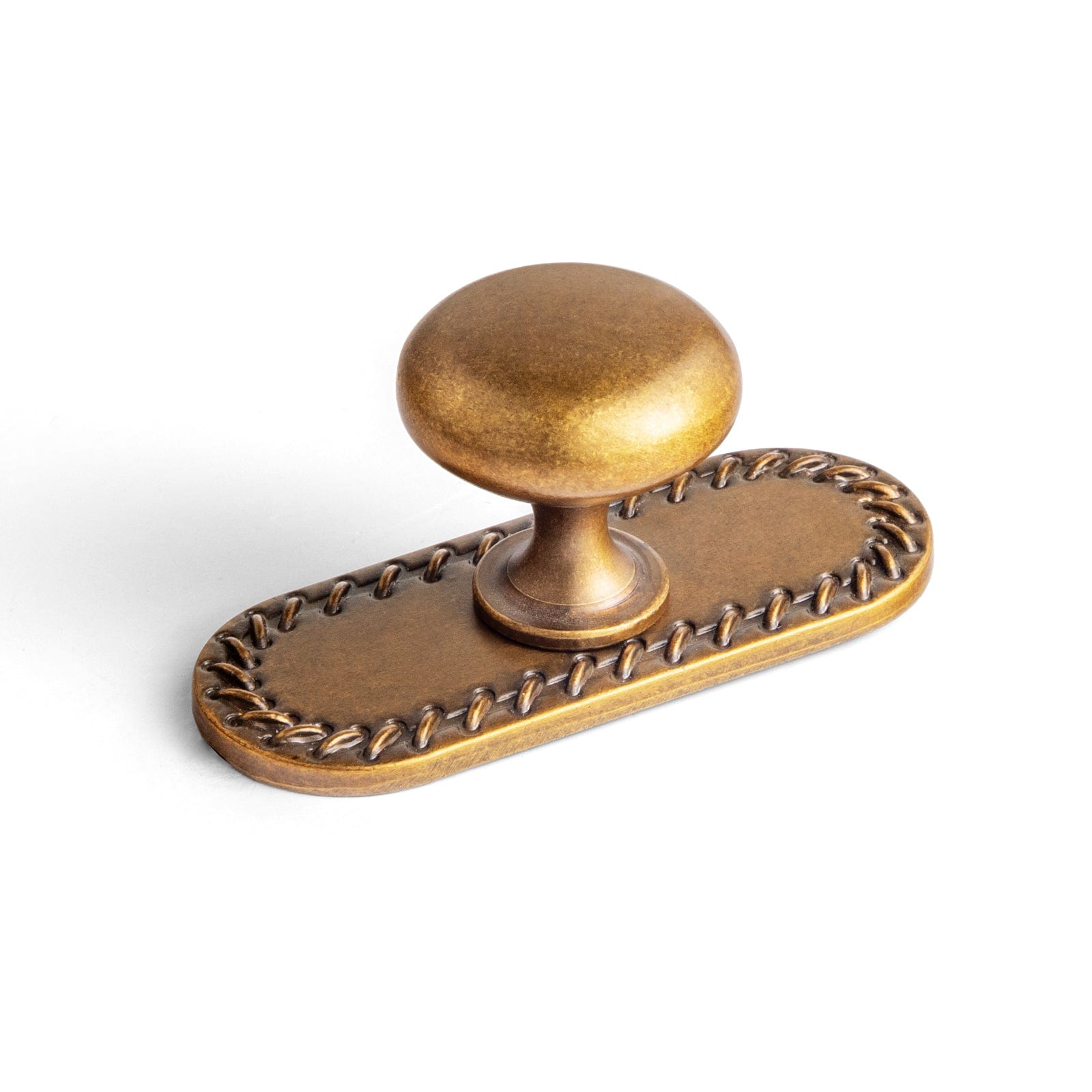 Antique Brass Zinc Alloy Cabinet Knob with Back Plate Single Hole Center Cabinet Hardware for Bedroom Kitchen
