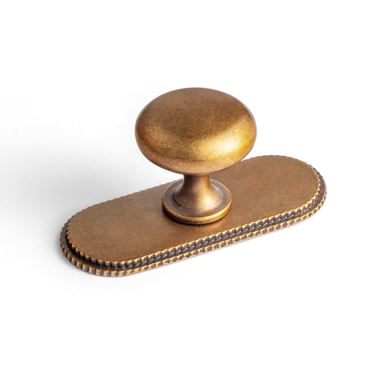 Antique Brass Zinc Alloy Cabinet Knob with Back Plate Single Hole Center Cabinet Hardware for Bedroom Kitchen