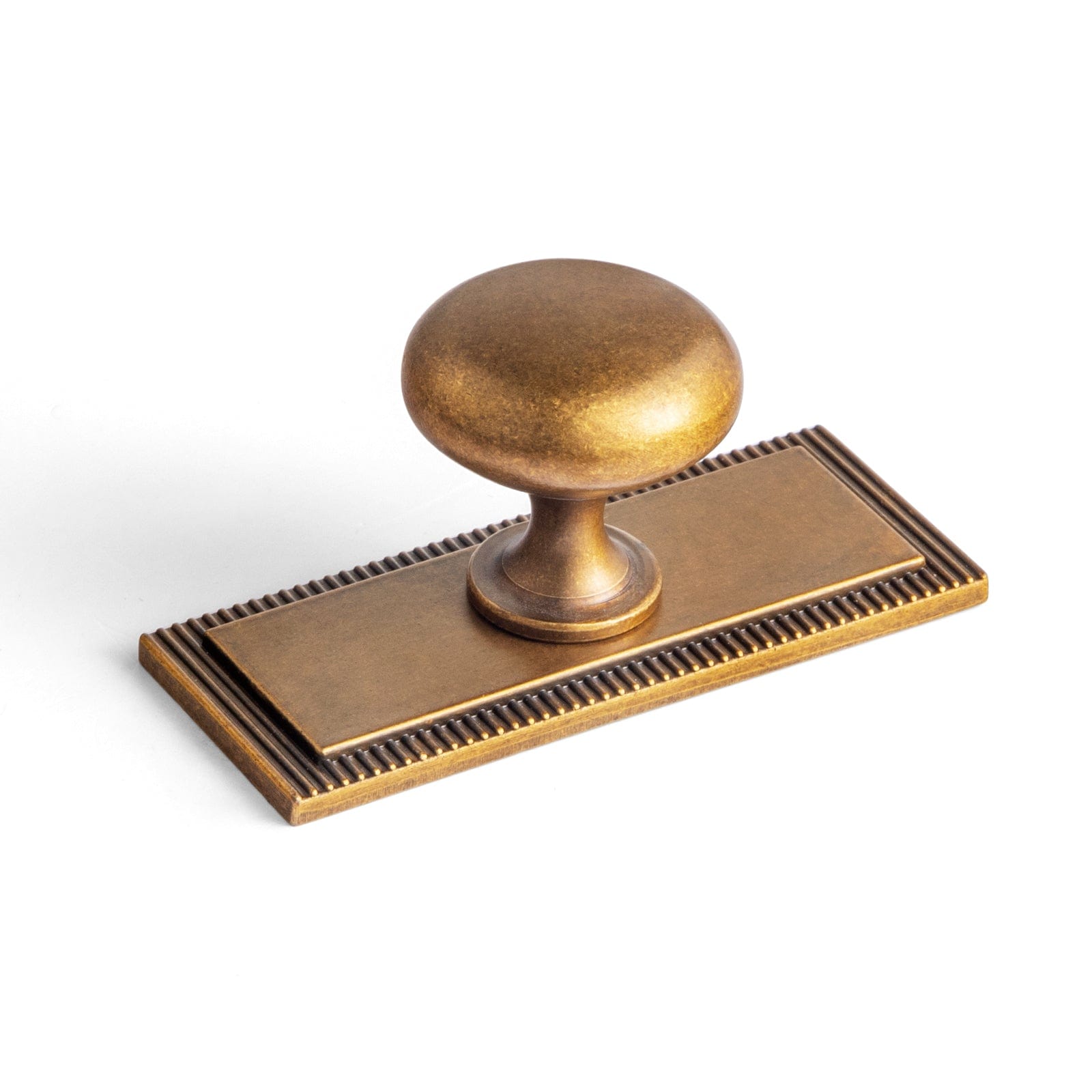 Antique Brass Zinc Alloy Cabinet Knob with Back Plate Single Hole Center Cabinet Hardware for Bedroom Kitchen