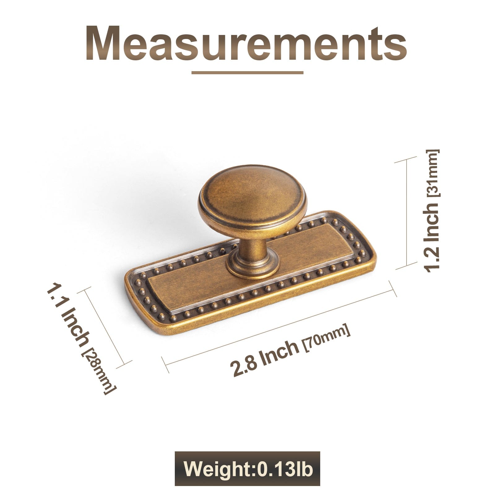 Vintage Retro Bronze Drawer Knob Kitchen Hardware Single Hole Cabinet Knobs with Back Plate