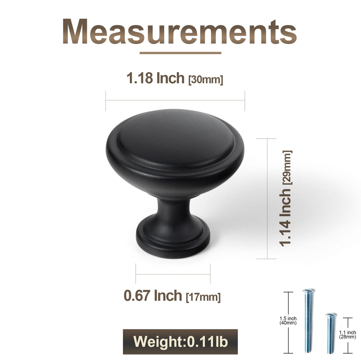 Premium Zinc Alloy Decorative Cabinet Knobs, Classic Round Furniture Pull Knobs for Kitchen Cabinet