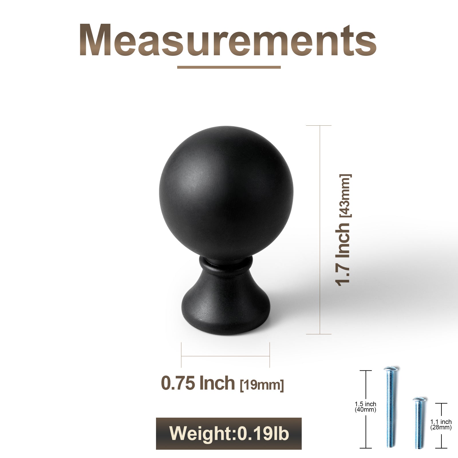 Luxury Globe Shape Cabinet Knobs Zinc Alloy Durable Hardware, Minimalist Spherical Drawer Pulls for Farmhouse Modern Retro Cabinet Renovation