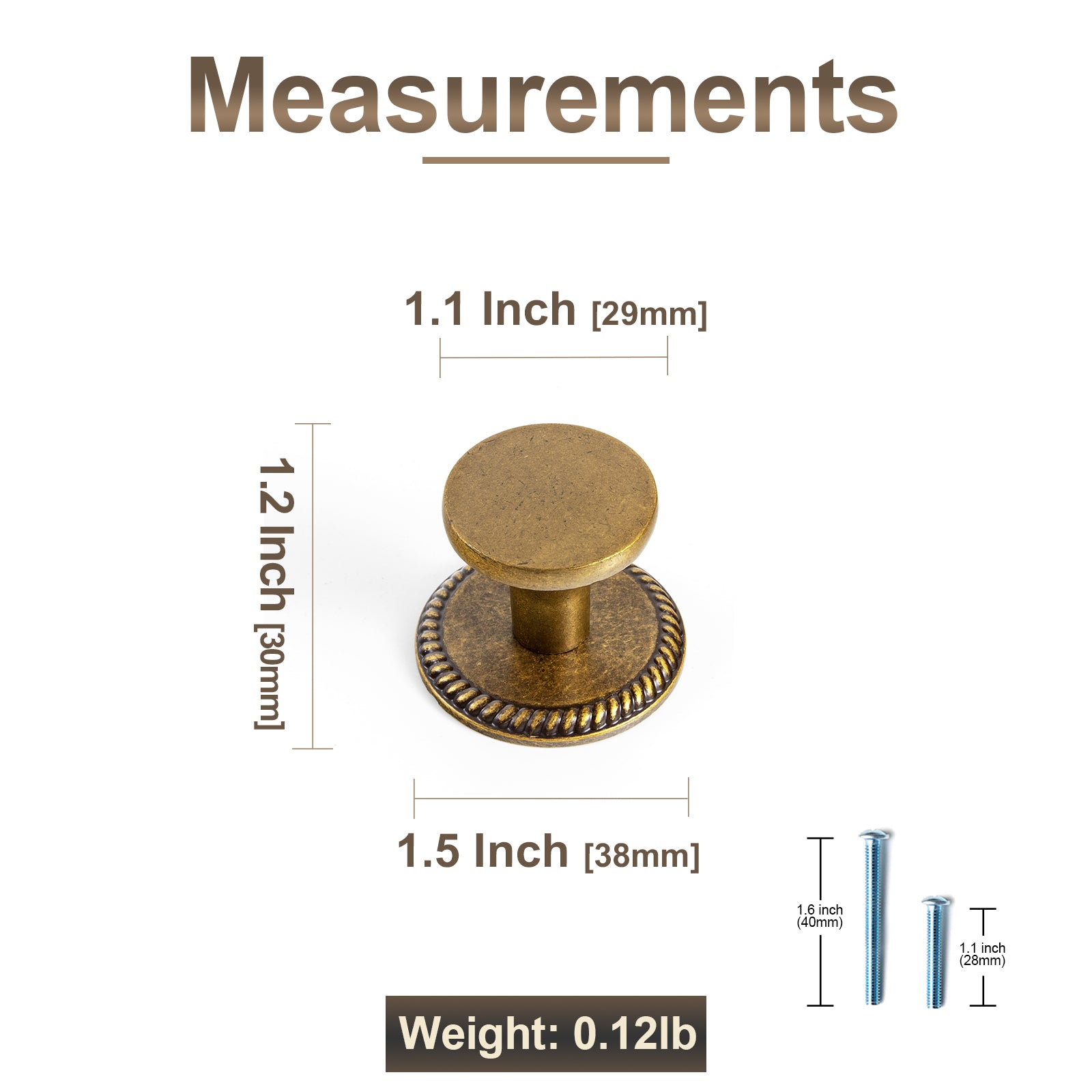 6 Pack Retro Zinc Alloy Cabinet Knob, Classic Round Furniture Drawer Knob for Farmhouse Cabinet Upgrade