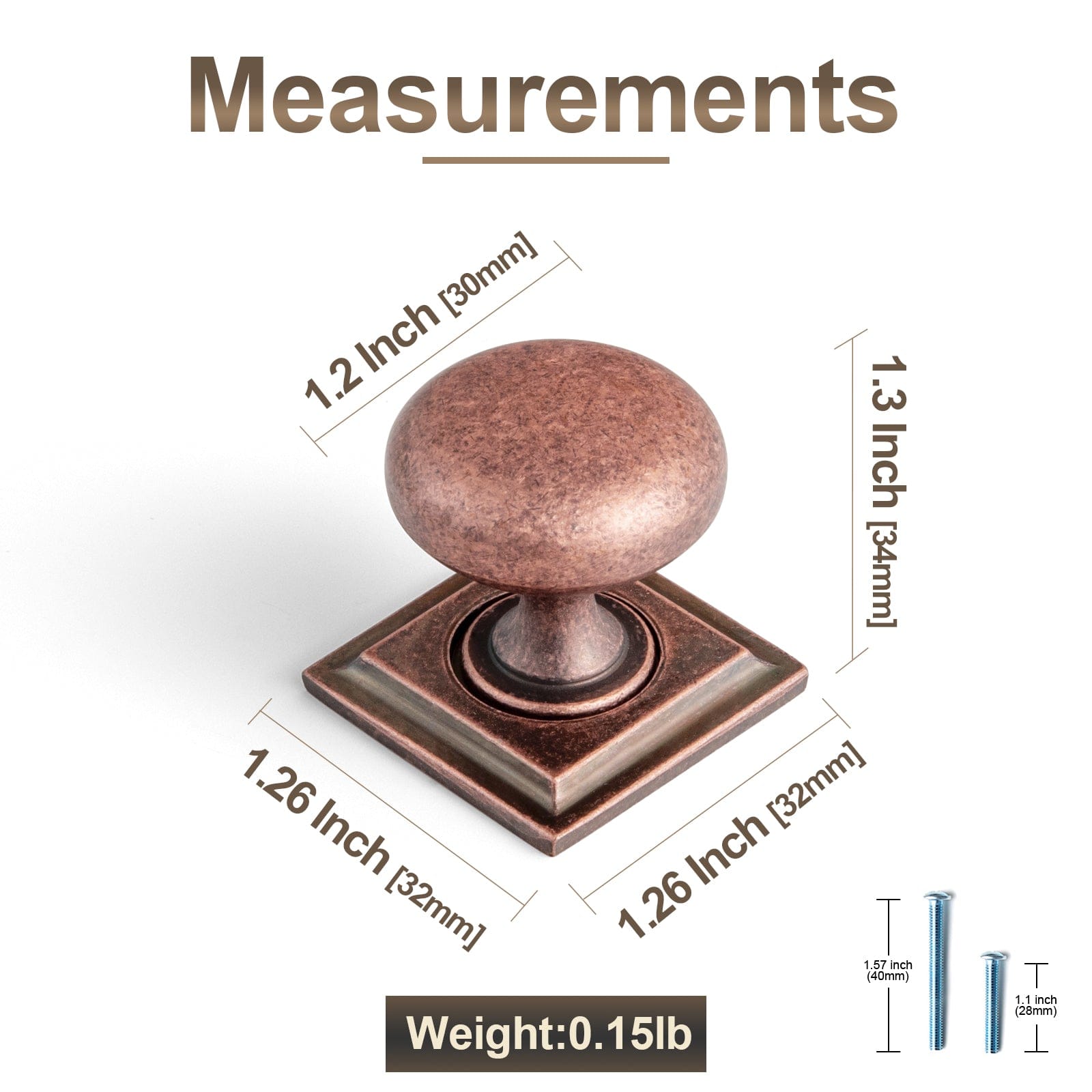 6 Pack Antique Brass Zinc Alloy Cabinet Knob with Back Plate Single Hole Center Cabinet Hardware for Bedroom Kitchen