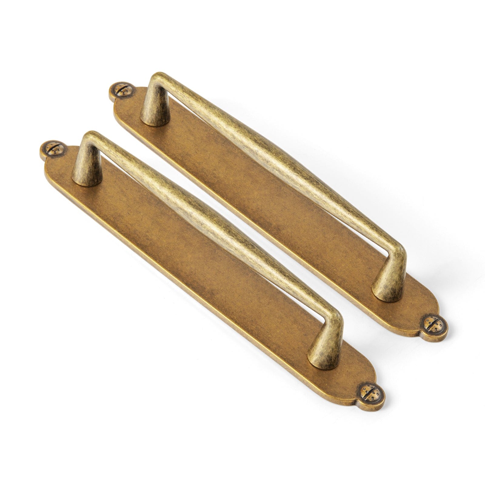 2 Pack Vintage Zinc Alloy Cabinet Pulls with Back Plate - Furniture Handles for Kitchen Cupboards