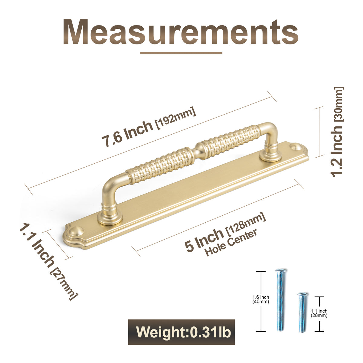 2 Pack Vintage Textured Zinc Alloy Drawer Pull Handles with Backplates for Cabinet & Furniture