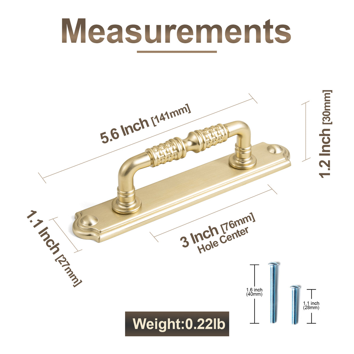 2 Pack Vintage Textured Zinc Alloy Drawer Pull Handles with Backplates for Cabinet & Furniture