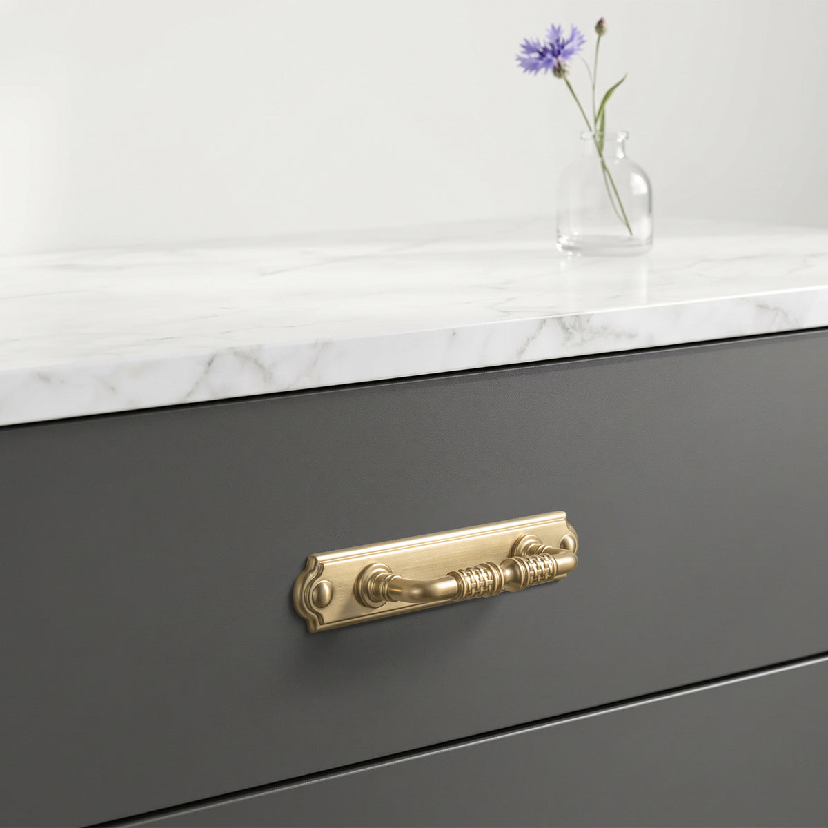 2 Pack Vintage Textured Zinc Alloy Drawer Pull Handles with Backplates for Cabinet & Furniture