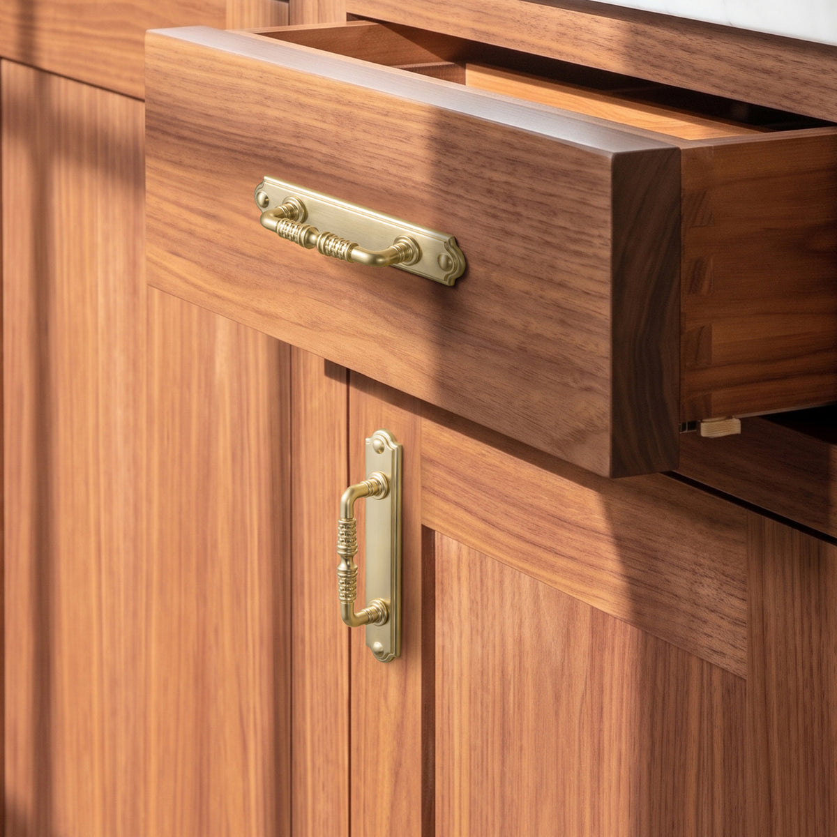 2 Pack Vintage Textured Zinc Alloy Drawer Pull Handles with Backplates for Cabinet & Furniture