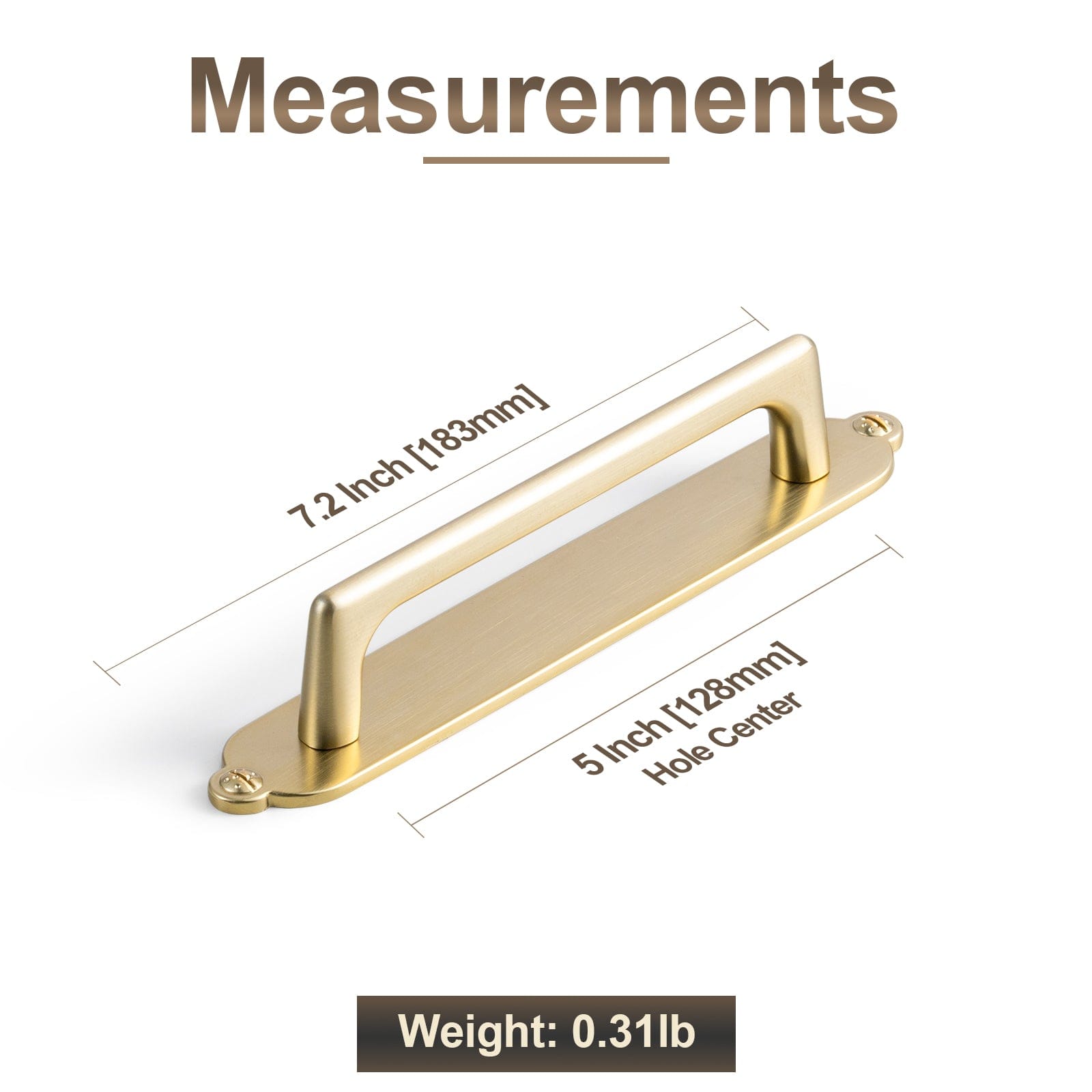 2 Pack Classic Cabinet Bar Pulls with Back Plate Zinc Alloy Cabinet Handle with Long Back Plate