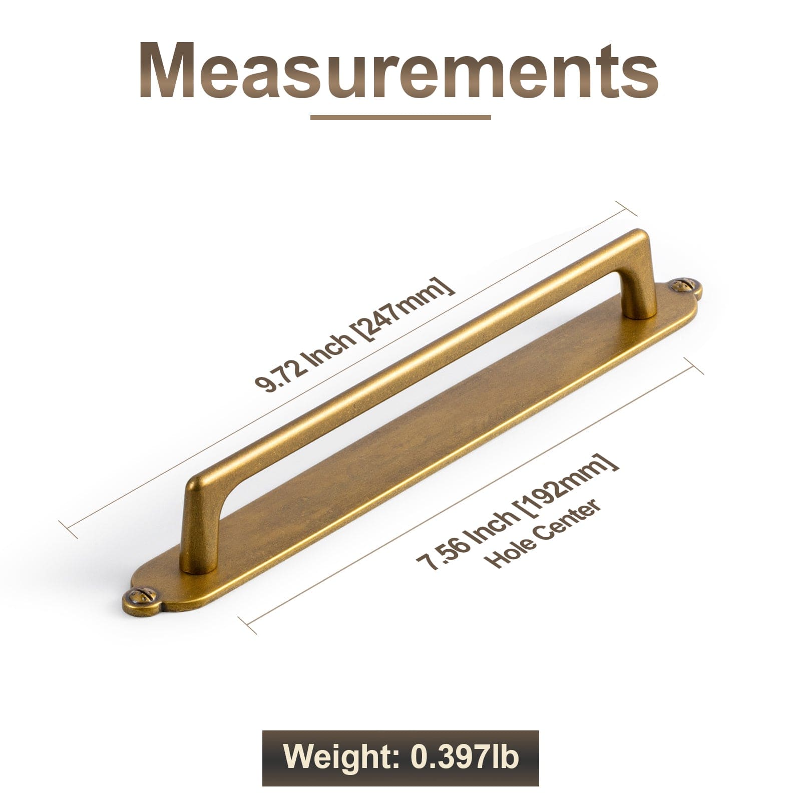 2 Pack Classic Cabinet Bar Pulls with Back Plate Zinc Alloy Cabinet Handle with Long Back Plate