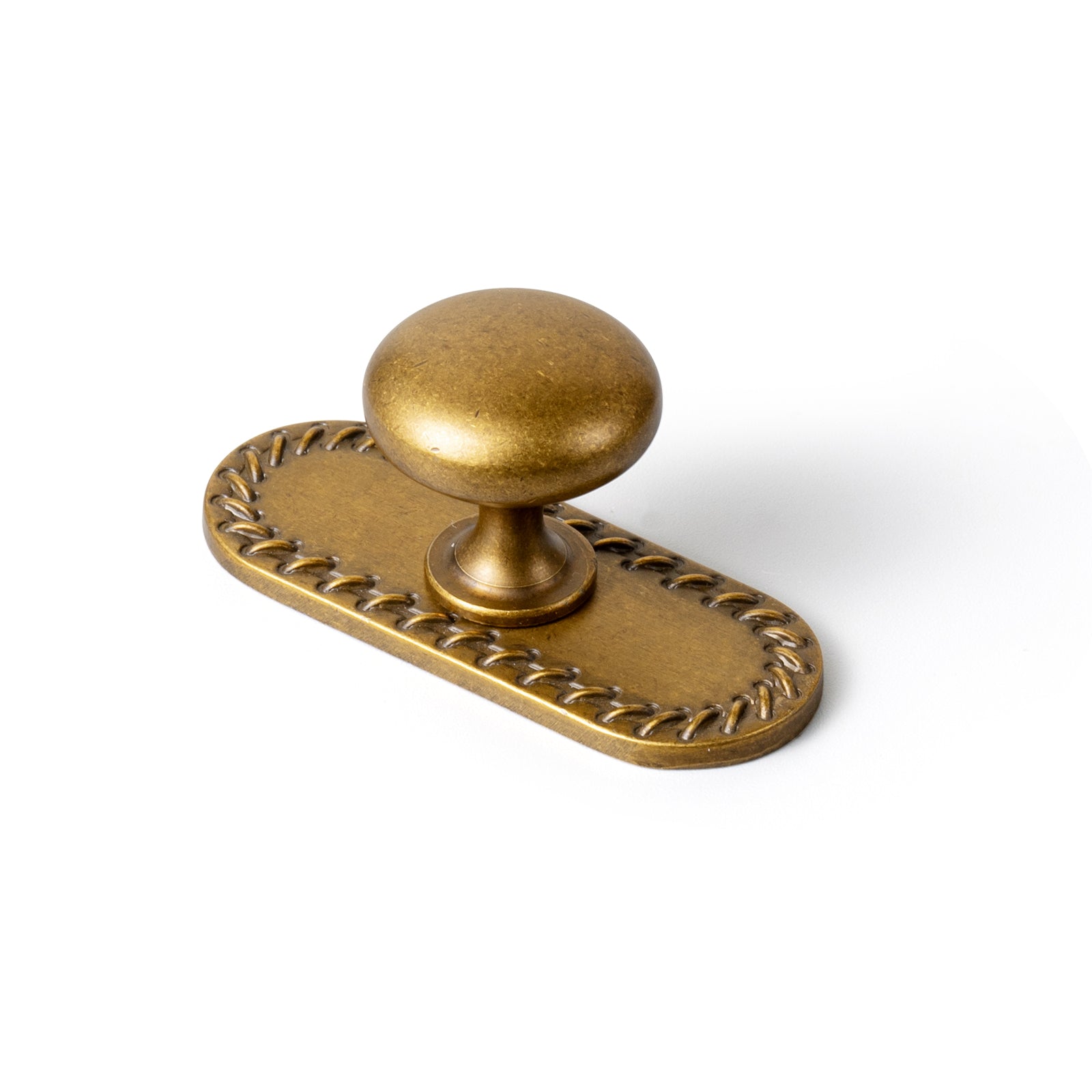 Antique Brass Zinc Alloy Cabinet Knob with Back Plate Single Hole Center Cabinet Hardware for Bedroom Kitchen