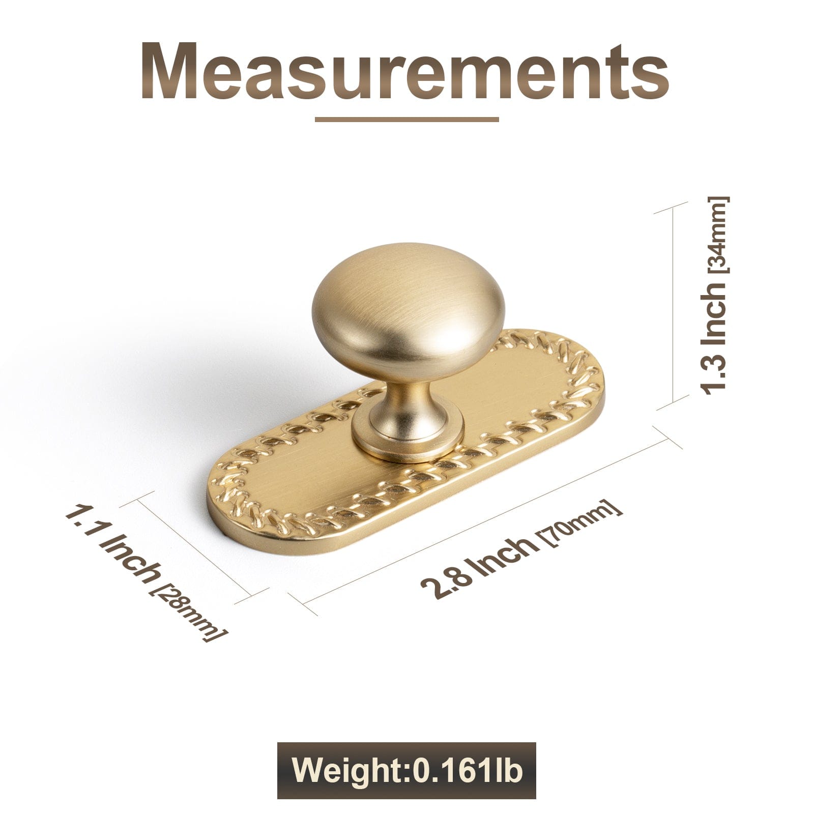 Antique Brass Zinc Alloy Cabinet Knob with Back Plate Single Hole Center Cabinet Hardware for Bedroom Kitchen