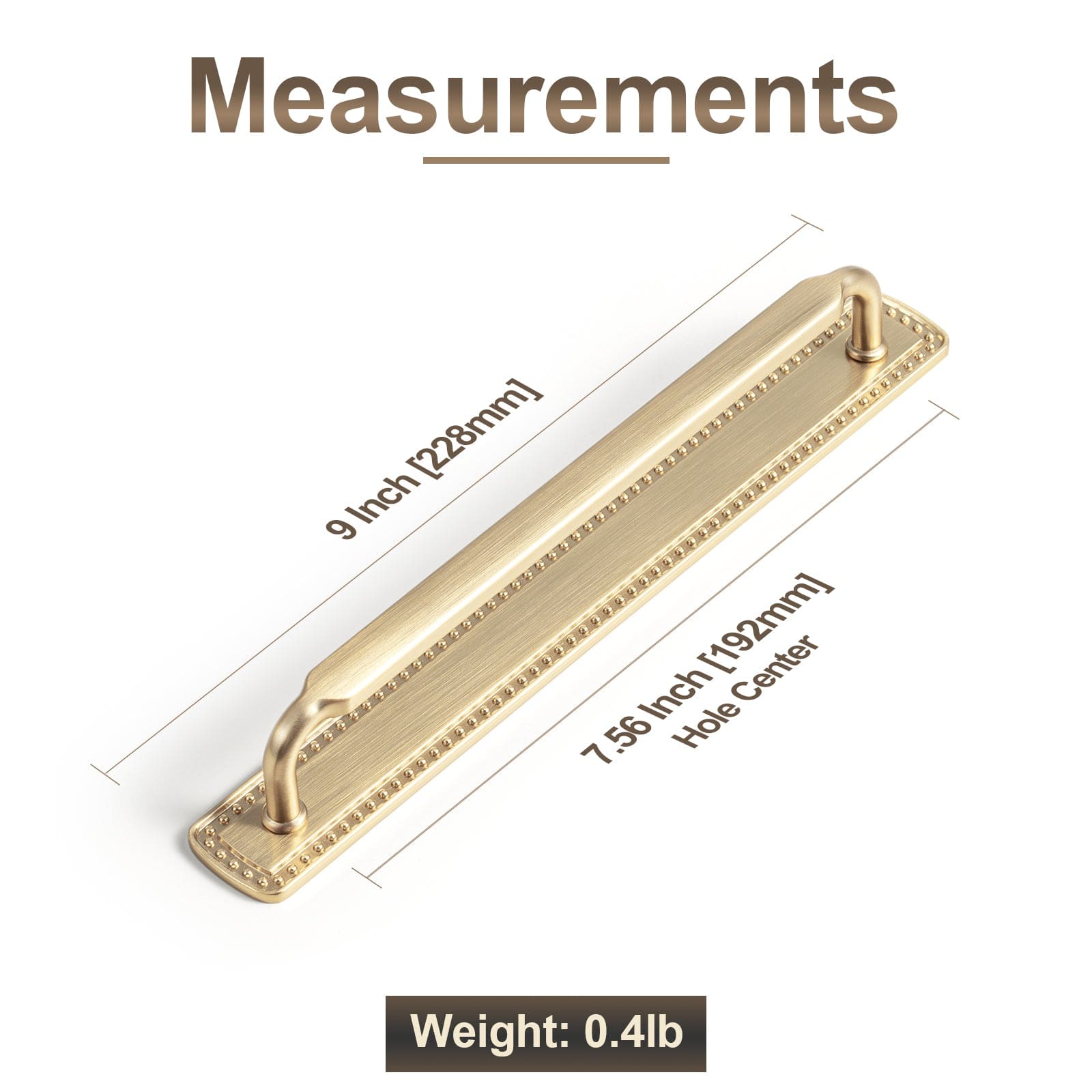 2 Pack Antique Brass Cabinet Pulls with Back Plate Zinc Alloy Drawer Handle with Long Back Plate