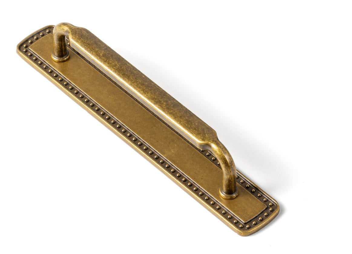 2 Pack Antique Brass Cabinet Pulls with Back Plate Zinc Alloy Drawer Handle with Long Back Plate