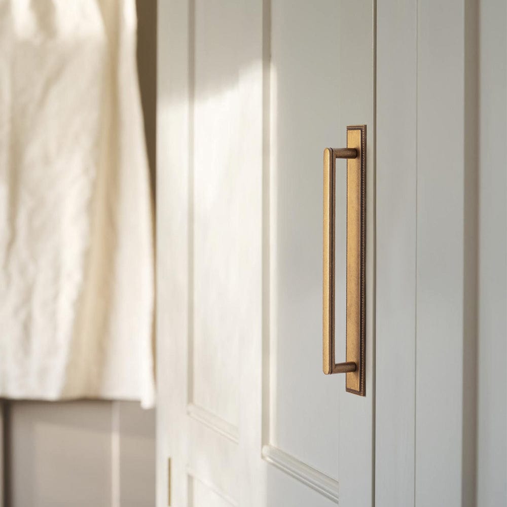 2 Pack Cabinet Handles with Back Plate Vintage Kitchen Drawer Pulls with Subtle Curves