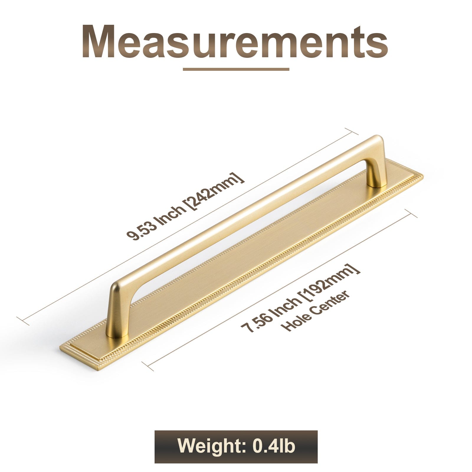 2 Pack Classic Cabinet Bar Pulls with Back Plate Zinc Alloy Cabinet Handle with Long Back Plate