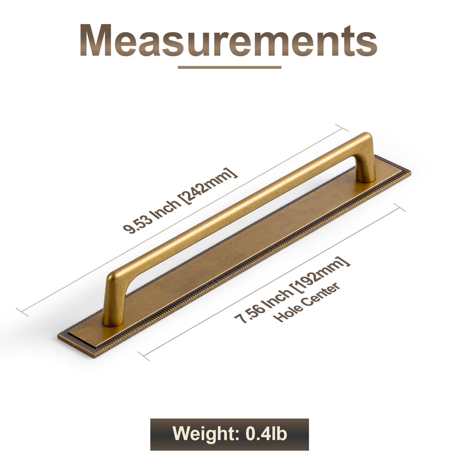 2 Pack Classic Cabinet Bar Pulls with Back Plate Zinc Alloy Cabinet Handle with Long Back Plate